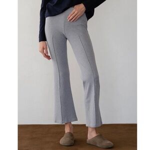 DONNI The Rib Kick Flare - Heather Gray Knit Flare Pants